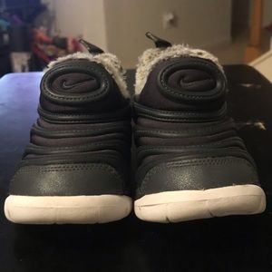 All Black Nike Free size 8C slip on fur lined shoe